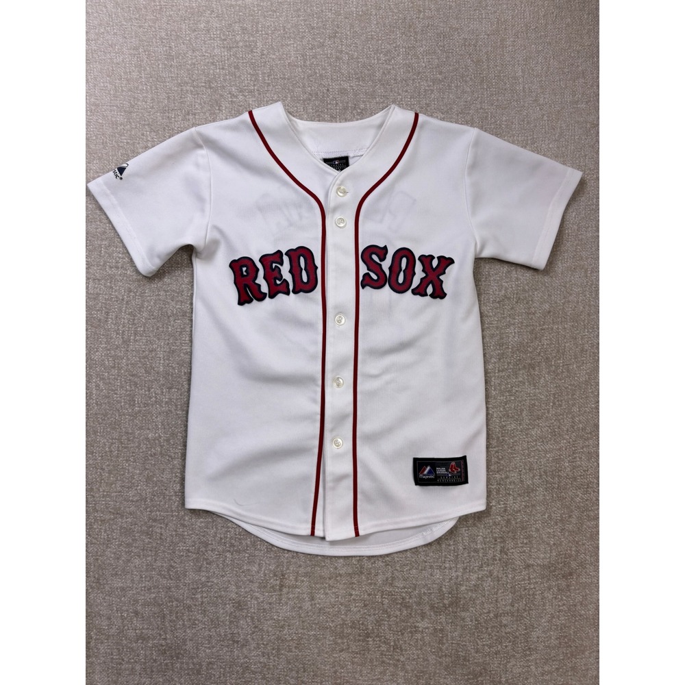 Majestic Boston Red Sox Dustin Pedroia 15 Kids Baseball Jersey White Small